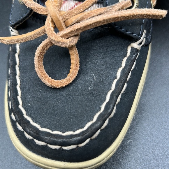 Women's Pre Loved Sperry Top Siders, Navy Leather & Plaid Fabric, SZ 8M - Picture 14 of 15